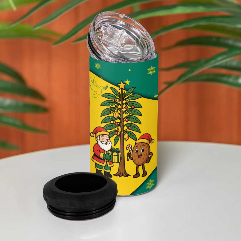 Grenada Christmas 4 in 1 Can Cooler Tumbler with Santa Nutmeg Tree Peace Dove and Festive Gift Design - Wonder Print Shop