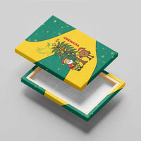 Grenada Christmas Canvas Wall Art with Santa Nutmeg Tree Peace Dove and Festive Gift Design - Wonder Print Shop