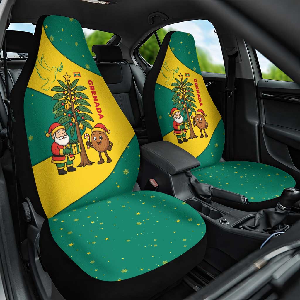 Grenada Christmas Car Seat Cover with Santa Nutmeg Tree Peace Dove and Festive Gift Design - Wonder Print Shop