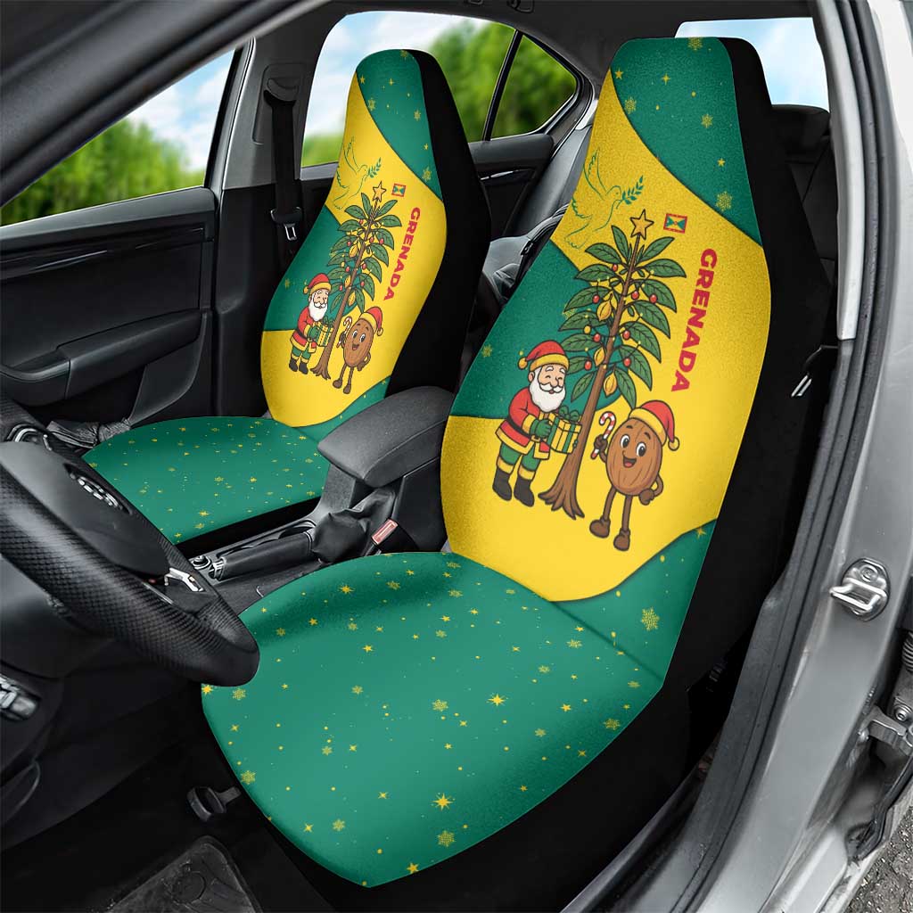 Grenada Christmas Car Seat Cover with Santa Nutmeg Tree Peace Dove and Festive Gift Design - Wonder Print Shop
