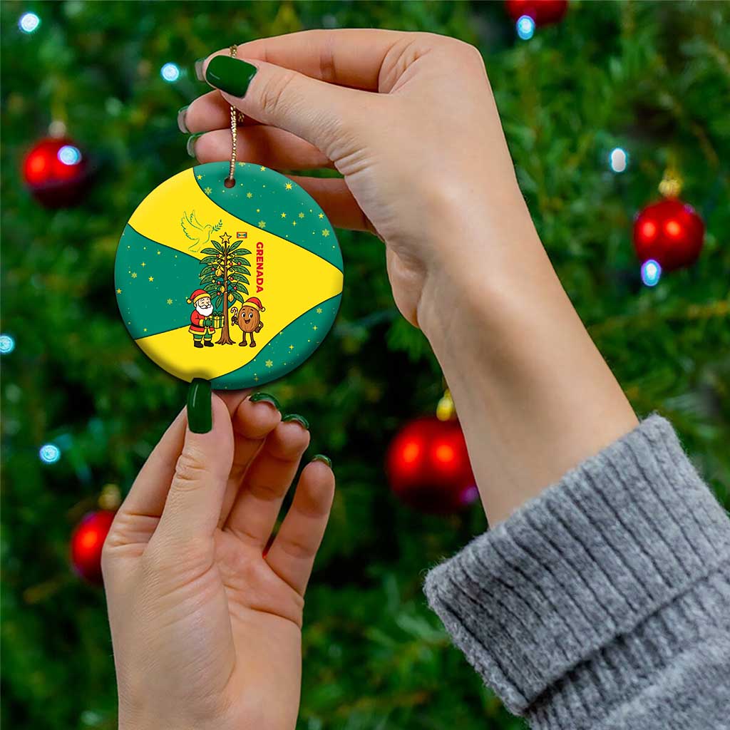 Grenada Christmas Ceramic Ornament with Santa Nutmeg Tree Peace Dove and Festive Gift Design - Wonder Print Shop