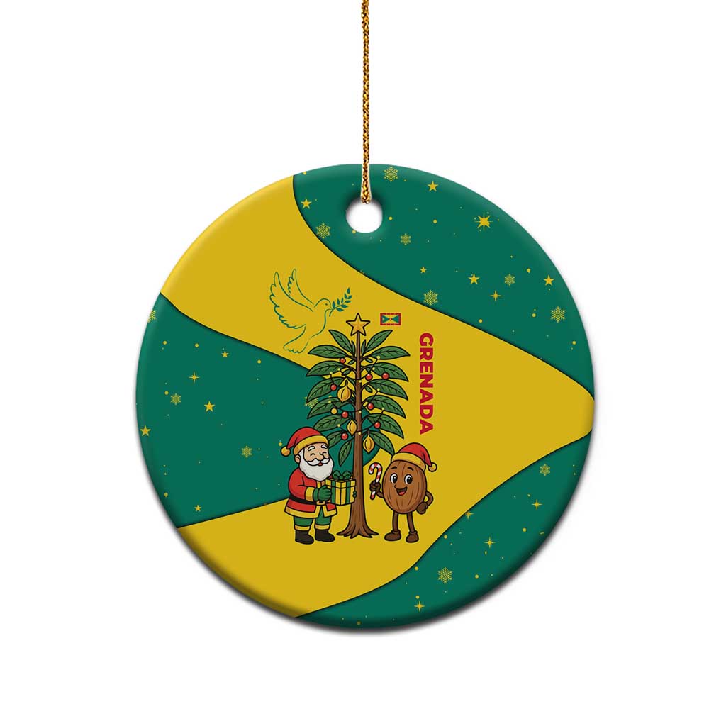 Grenada Christmas Ceramic Ornament with Santa Nutmeg Tree Peace Dove and Festive Gift Design - Wonder Print Shop
