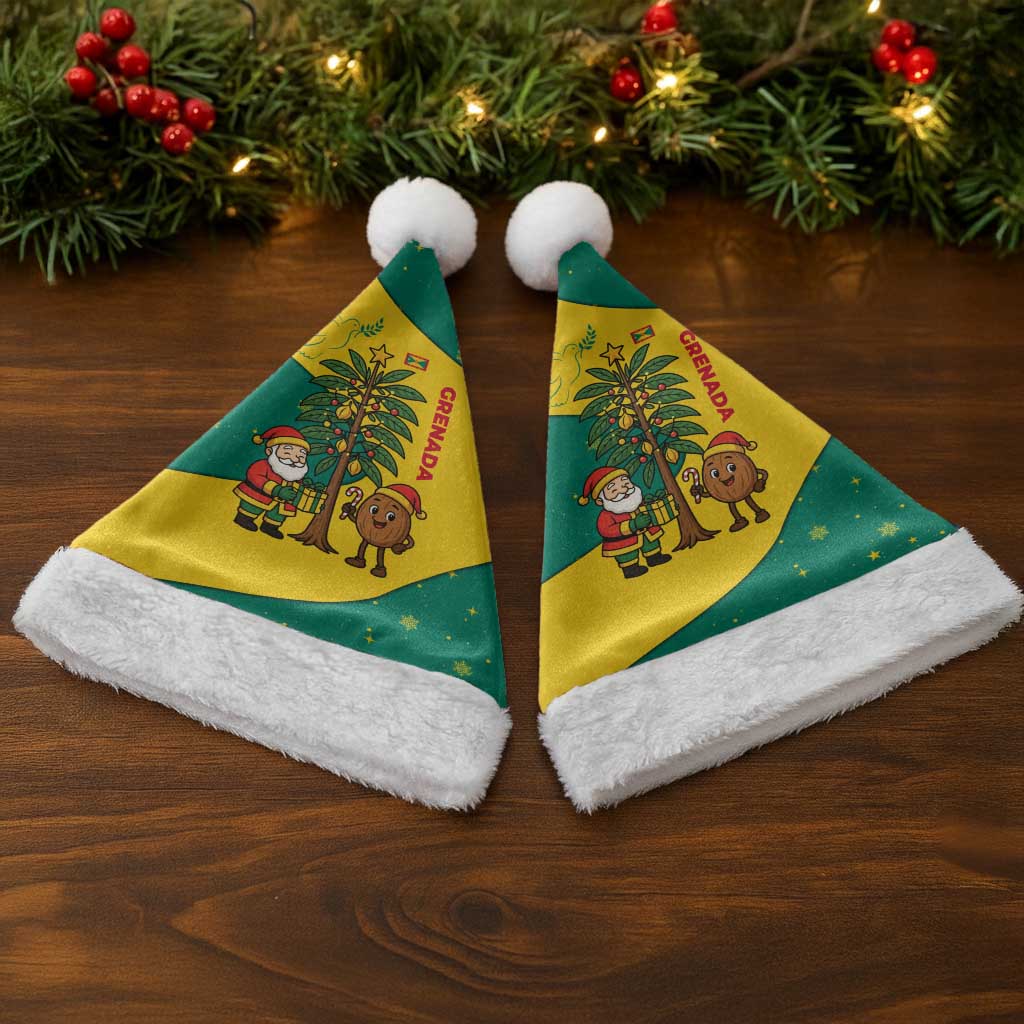 Grenada Christmas Santa Hat with Santa Nutmeg Tree Peace Dove and Festive Gift Design - Wonder Print Shop