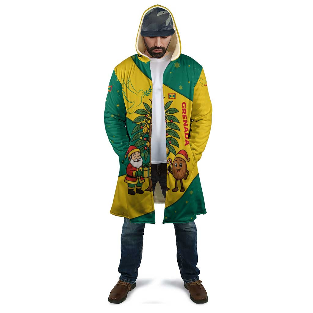 Grenada Christmas Cloak with Santa Nutmeg Tree Peace Dove and Festive Gift Design - Wonder Print Shop