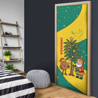 Grenada Christmas Door Cover with Santa Nutmeg Tree Peace Dove and Festive Gift Design - Wonder Print Shop