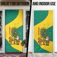 Grenada Christmas Door Cover with Santa Nutmeg Tree Peace Dove and Festive Gift Design - Wonder Print Shop