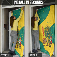 Grenada Christmas Door Cover with Santa Nutmeg Tree Peace Dove and Festive Gift Design - Wonder Print Shop