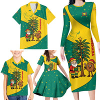 Grenada Christmas Family Matching Long Sleeve Bodycon Dress and Hawaiian Shirt with Santa Nutmeg Tree Peace Dove and Festive Gift Design - Wonder Print Shop