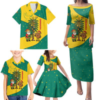 Grenada Christmas Family Matching Puletasi and Hawaiian Shirt with Santa Nutmeg Tree Peace Dove and Festive Gift Design - Wonder Print Shop