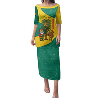 Grenada Christmas Family Matching Puletasi and Hawaiian Shirt with Santa Nutmeg Tree Peace Dove and Festive Gift Design - Wonder Print Shop