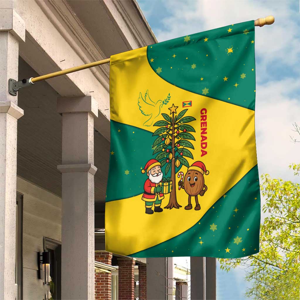Grenada Christmas Garden Flag with Santa Nutmeg Tree Peace Dove and Festive Gift Design - Wonder Print Shop