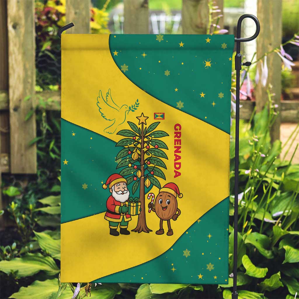 Grenada Christmas Garden Flag with Santa Nutmeg Tree Peace Dove and Festive Gift Design - Wonder Print Shop
