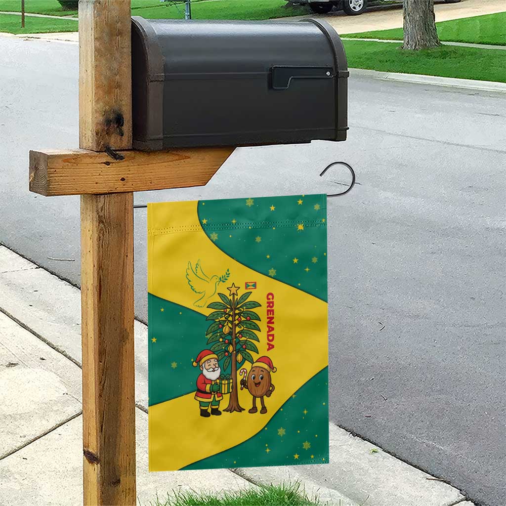 Grenada Christmas Garden Flag with Santa Nutmeg Tree Peace Dove and Festive Gift Design - Wonder Print Shop