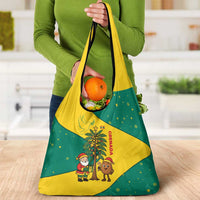 Grenada Christmas Grocery Bag with Santa Nutmeg Tree Peace Dove and Festive Gift Design - Wonder Print Shop