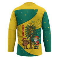 Grenada Christmas Hockey Jersey with Santa Nutmeg Tree Peace Dove and Festive Gift Design - Wonder Print Shop