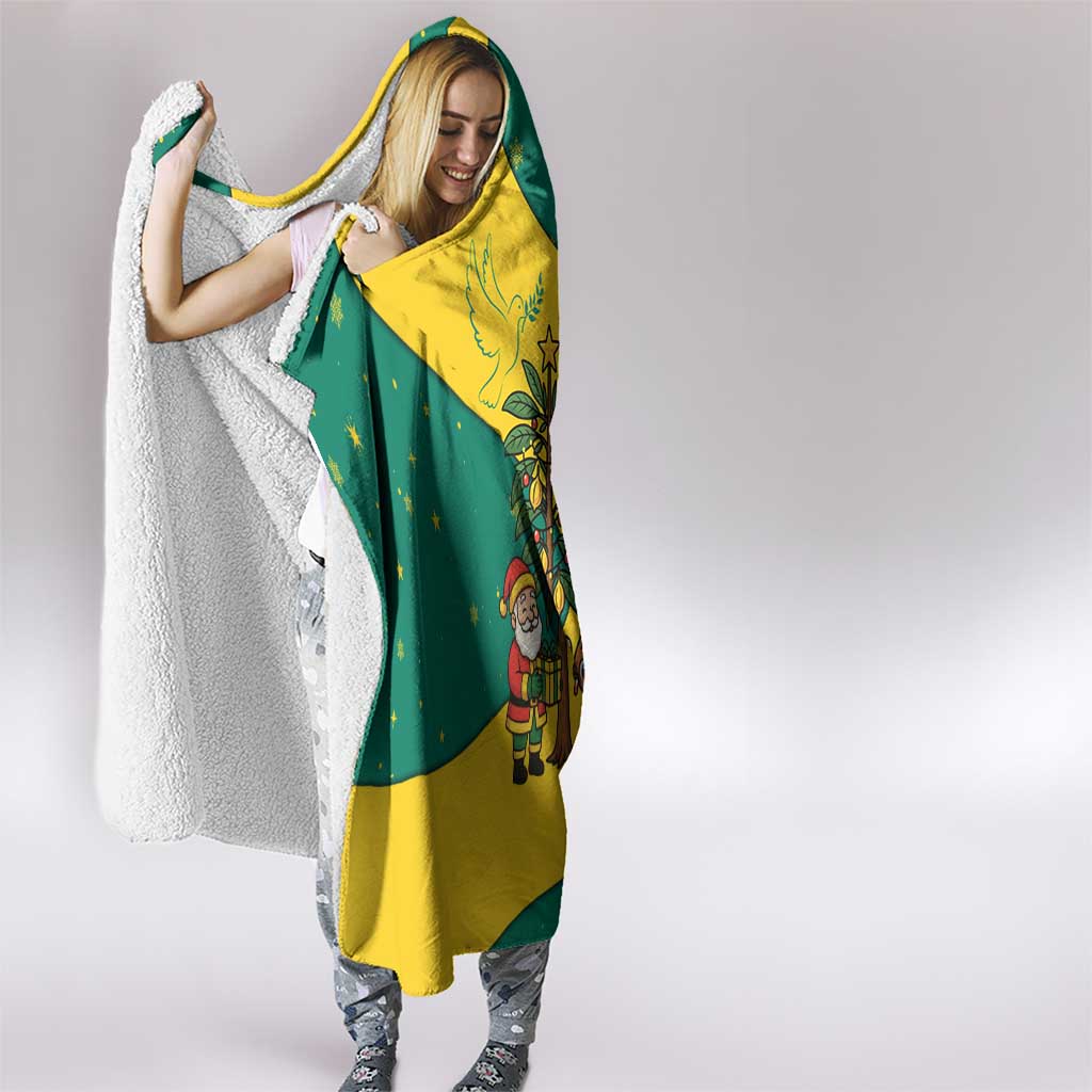 Grenada Christmas Hooded Blanket with Santa Nutmeg Tree Peace Dove and Festive Gift Design - Wonder Print Shop