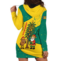 Grenada Christmas Hoodie Dress with Santa Nutmeg Tree Peace Dove and Festive Gift Design - Wonder Print Shop