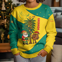 Grenada Christmas Kid Ugly Christmas Sweater with Santa Nutmeg Tree Peace Dove and Festive Gift Design - Wonder Print Shop