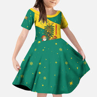 Grenada Christmas Kid Short Sleeve Dress with Santa Nutmeg Tree Peace Dove and Festive Gift Design - Wonder Print Shop