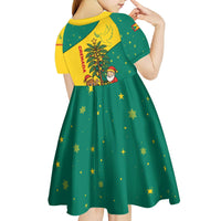 Grenada Christmas Kid Short Sleeve Dress with Santa Nutmeg Tree Peace Dove and Festive Gift Design - Wonder Print Shop