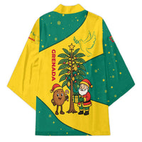 Grenada Christmas Kimono with Santa Nutmeg Tree Peace Dove and Festive Gift Design - Wonder Print Shop