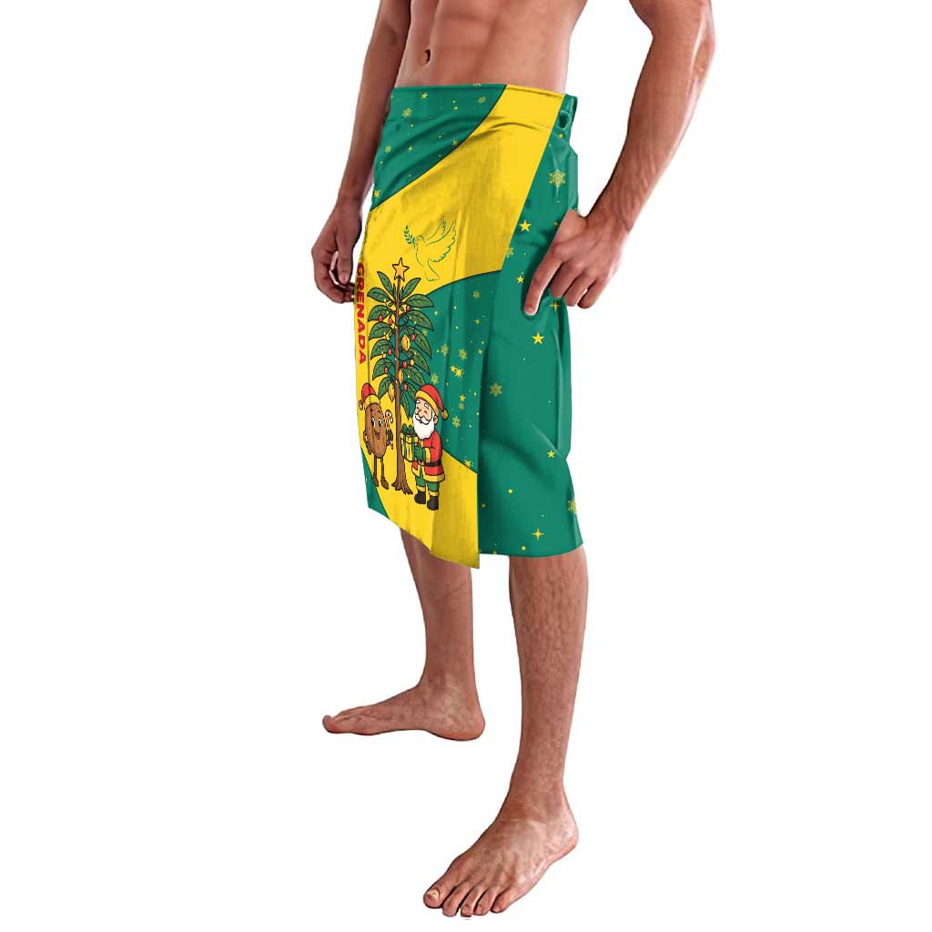 Grenada Christmas Lavalava with Santa Nutmeg Tree Peace Dove and Festive Gift Design - Wonder Print Shop