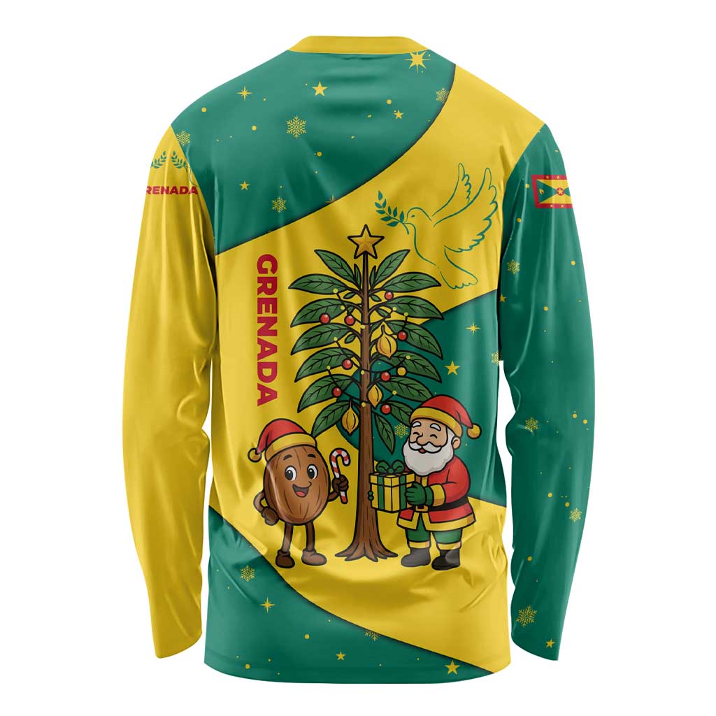 Grenada Christmas Long Sleeve Shirt with Santa Nutmeg Tree Peace Dove and Festive Gift Design - Wonder Print Shop