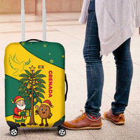 Grenada Christmas Luggage Cover with Santa Nutmeg Tree Peace Dove and Festive Gift Design - Wonder Print Shop