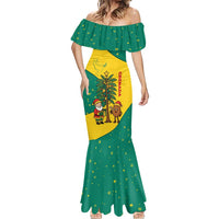 Grenada Christmas Mermaid Dress with Santa Nutmeg Tree Peace Dove and Festive Gift Design - Wonder Print Shop