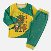 Grenada Christmas Pajama Set with Santa Nutmeg Tree Peace Dove and Festive Gift Design - Wonder Print Shop