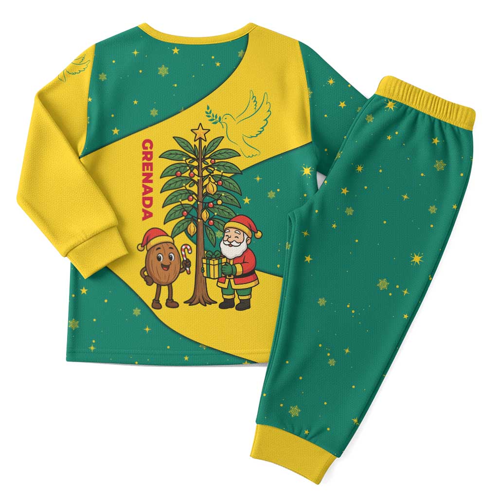 Grenada Christmas Pajama Set with Santa Nutmeg Tree Peace Dove and Festive Gift Design - Wonder Print Shop