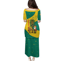 Grenada Christmas Puletasi with Santa Nutmeg Tree Peace Dove and Festive Gift Design - Wonder Print Shop