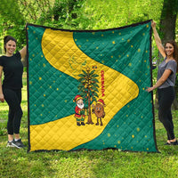 Grenada Christmas Quilt with Santa Nutmeg Tree Peace Dove and Festive Gift Design - Wonder Print Shop