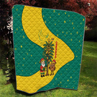 Grenada Christmas Quilt with Santa Nutmeg Tree Peace Dove and Festive Gift Design - Wonder Print Shop