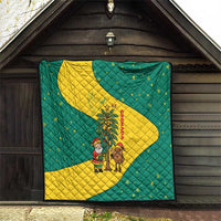 Grenada Christmas Quilt with Santa Nutmeg Tree Peace Dove and Festive Gift Design - Wonder Print Shop