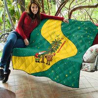 Grenada Christmas Quilt with Santa Nutmeg Tree Peace Dove and Festive Gift Design - Wonder Print Shop