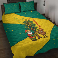 Grenada Christmas Quilt Bed Set with Santa Nutmeg Tree Peace Dove and Festive Gift Design - Wonder Print Shop