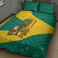 Grenada Christmas Quilt Bed Set with Santa Nutmeg Tree Peace Dove and Festive Gift Design - Wonder Print Shop