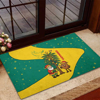 Grenada Christmas Rubber Doormat with Santa Nutmeg Tree Peace Dove and Festive Gift Design - Wonder Print Shop