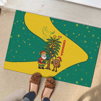 Grenada Christmas Rubber Doormat with Santa Nutmeg Tree Peace Dove and Festive Gift Design - Wonder Print Shop
