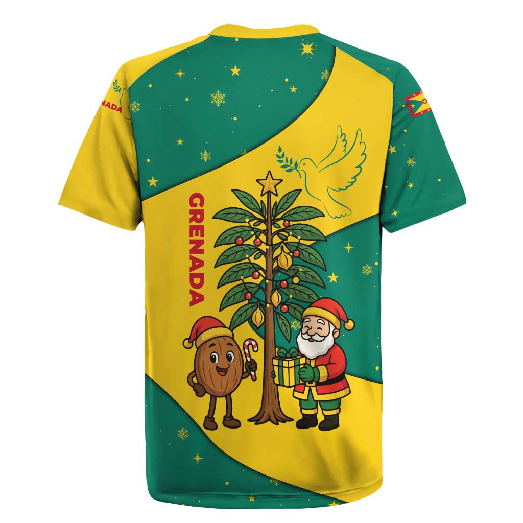 Grenada Christmas Rugby Jersey with Santa Nutmeg Tree Peace Dove and Festive Gift Design - Wonder Print Shop