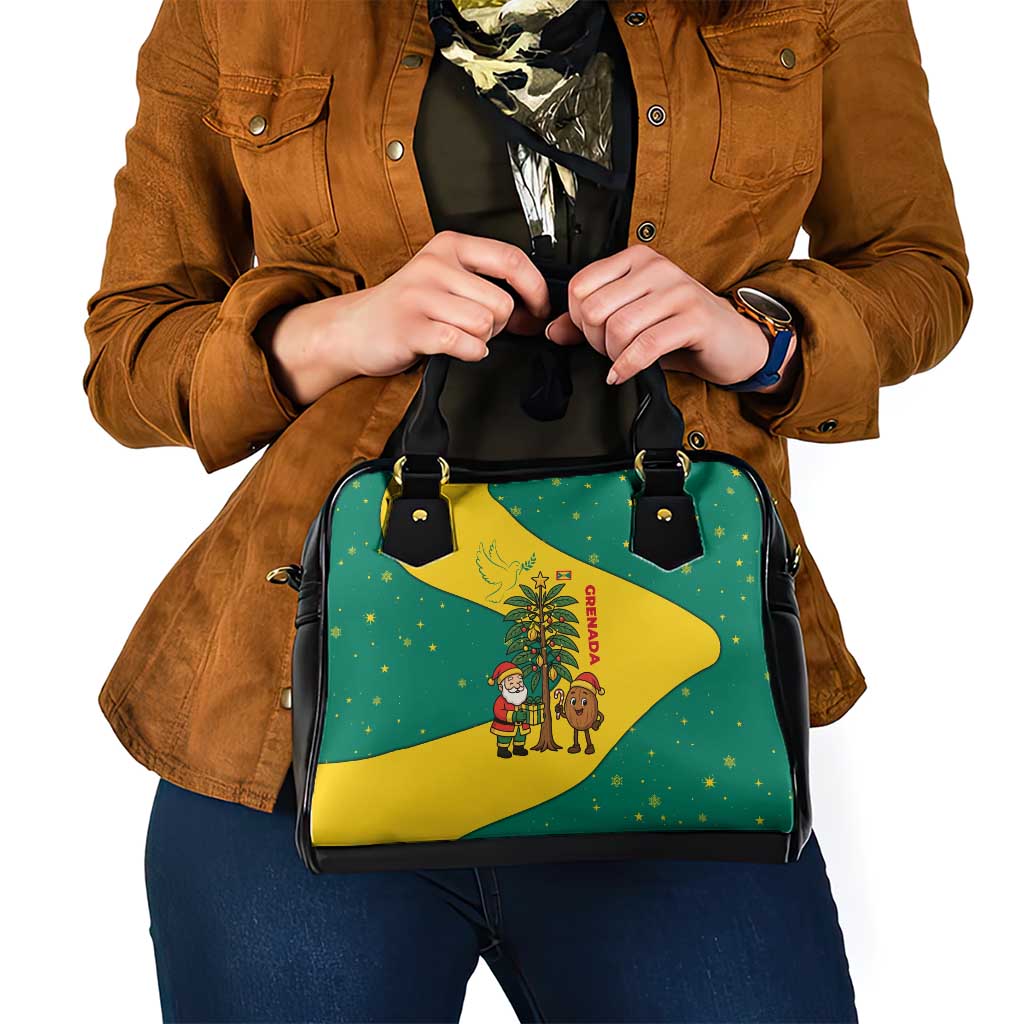 Grenada Christmas Shoulder Handbag with Santa Nutmeg Tree Peace Dove and Festive Gift Design - Wonder Print Shop