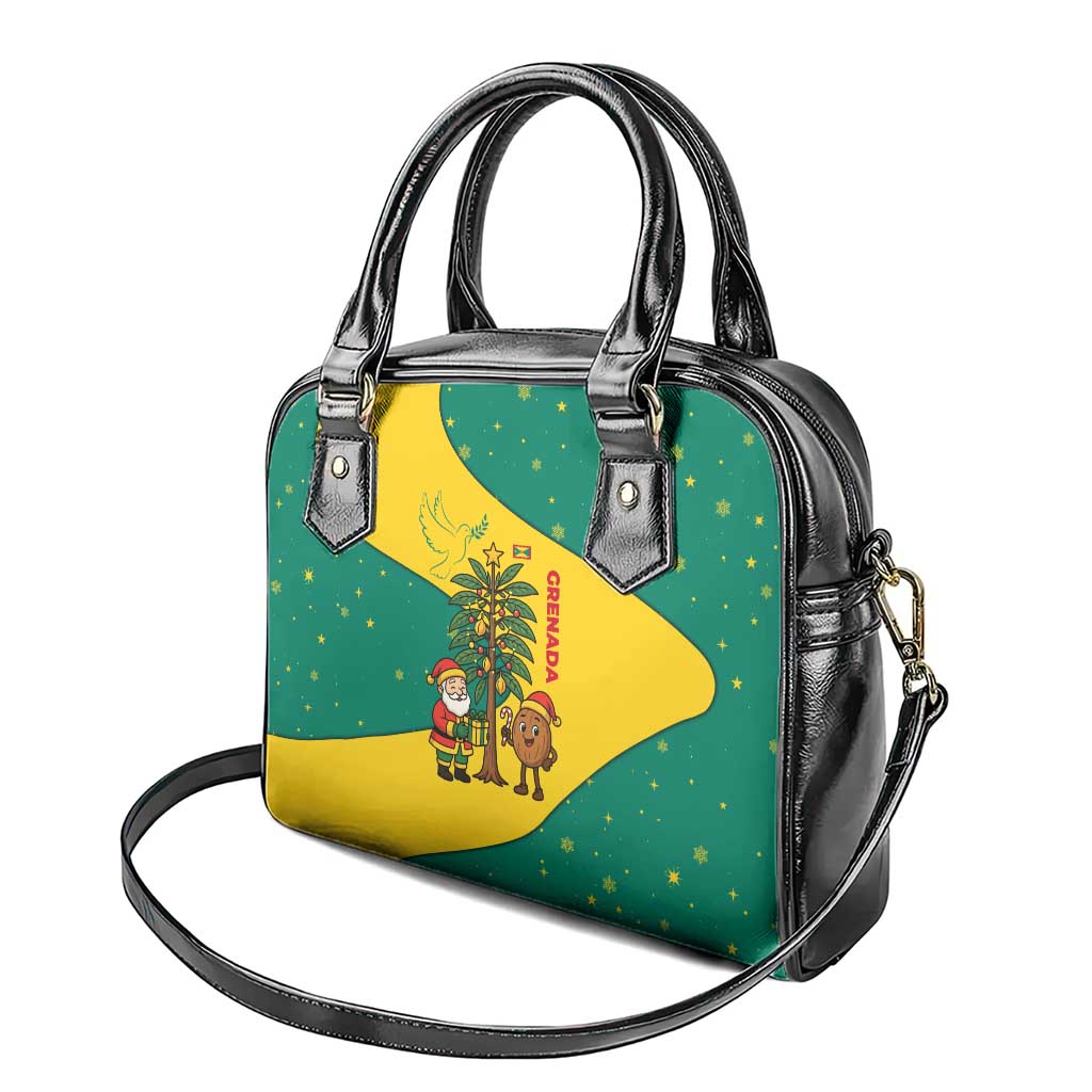Grenada Christmas Shoulder Handbag with Santa Nutmeg Tree Peace Dove and Festive Gift Design - Wonder Print Shop