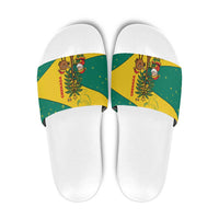Grenada Christmas Slide Sandals with Santa Nutmeg Tree Peace Dove and Festive Gift Design - Wonder Print Shop