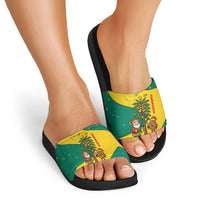 Grenada Christmas Slide Sandals with Santa Nutmeg Tree Peace Dove and Festive Gift Design - Wonder Print Shop