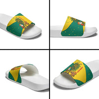 Grenada Christmas Slide Sandals with Santa Nutmeg Tree Peace Dove and Festive Gift Design - Wonder Print Shop