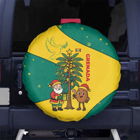 Grenada Christmas Spare Tire Cover with Santa Nutmeg Tree Peace Dove and Festive Gift Design - Wonder Print Shop