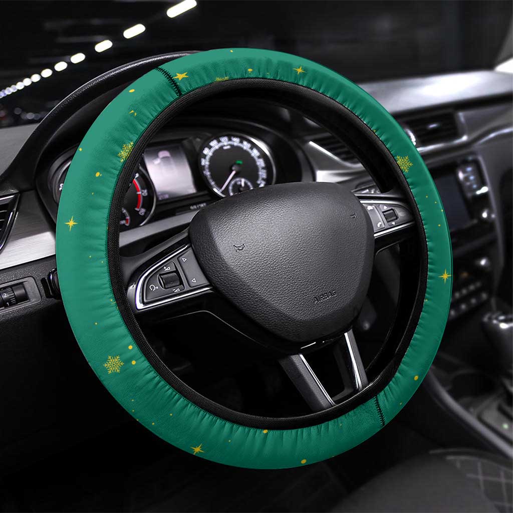 Grenada Christmas Steering Wheel Cover with Santa Nutmeg Tree Peace Dove and Festive Gift Design - Wonder Print Shop