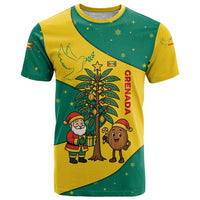Grenada Christmas T Shirt with Santa Nutmeg Tree Peace Dove and Festive Gift Design - Wonder Print Shop