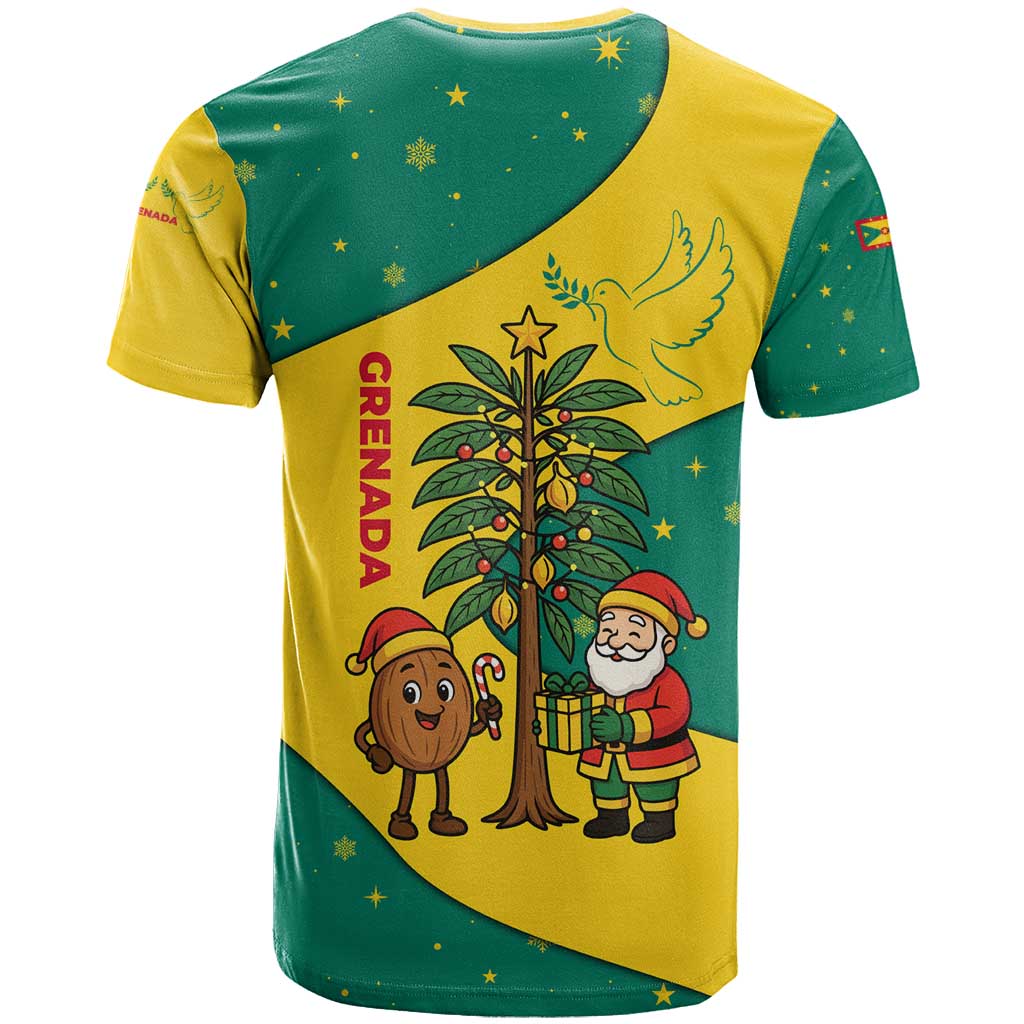 Grenada Christmas T Shirt with Santa Nutmeg Tree Peace Dove and Festive Gift Design - Wonder Print Shop